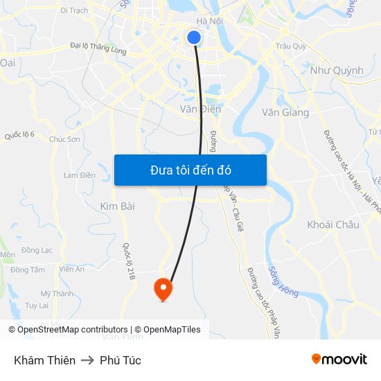 Khâm Thiên to Phú Túc map