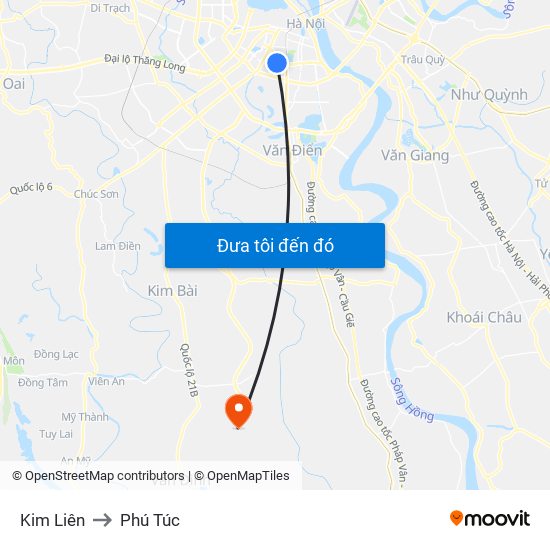 Kim Liên to Phú Túc map