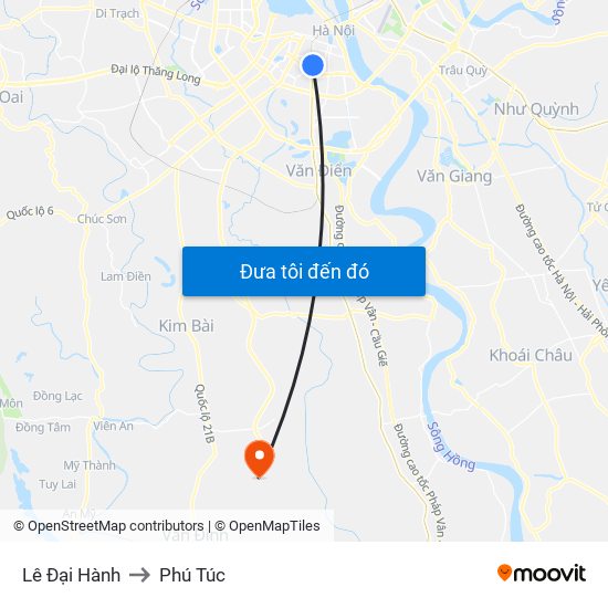 Lê Đại Hành to Phú Túc map