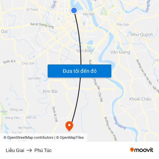 Liễu Giai to Phú Túc map