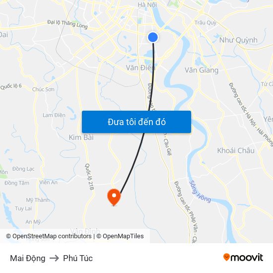 Mai Động to Phú Túc map