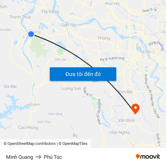 Minh Quang to Phú Túc map