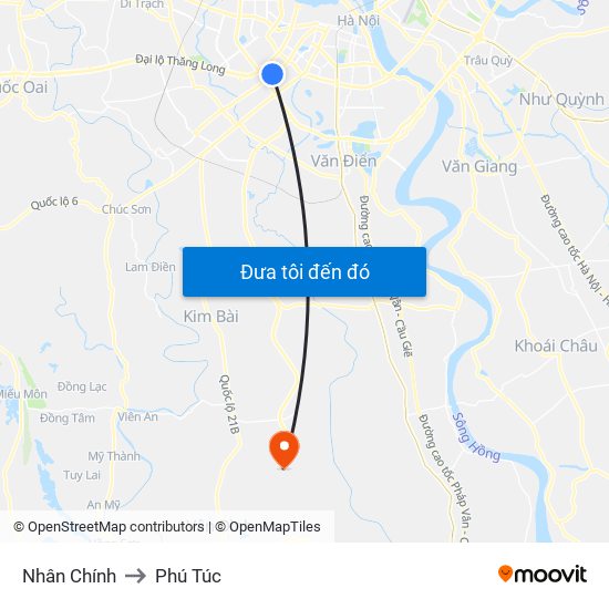 Nhân Chính to Phú Túc map