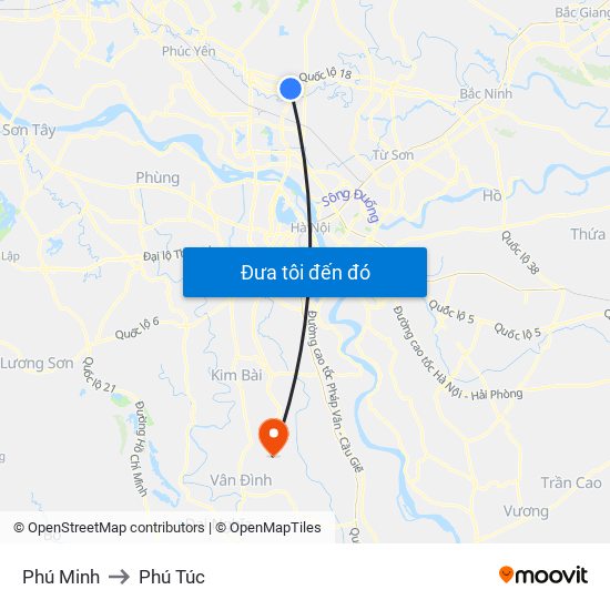 Phú Minh to Phú Túc map