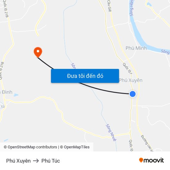 Phú Xuyên to Phú Túc map
