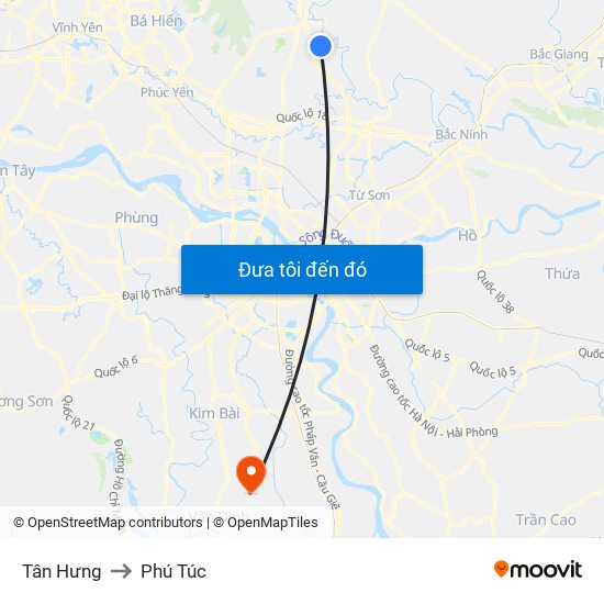 Tân Hưng to Phú Túc map