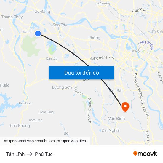 Tản Lĩnh to Phú Túc map
