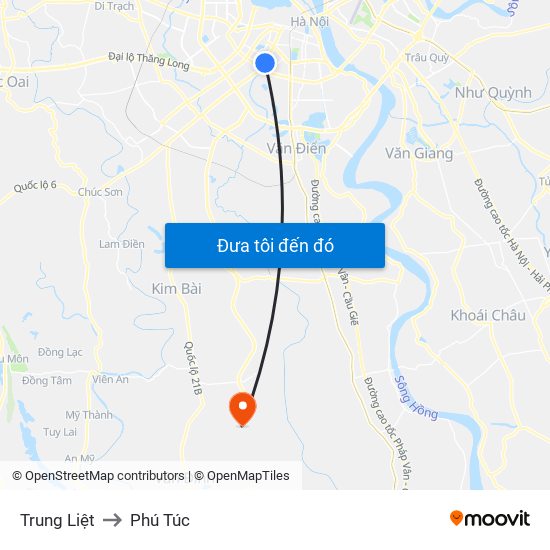 Trung Liệt to Phú Túc map