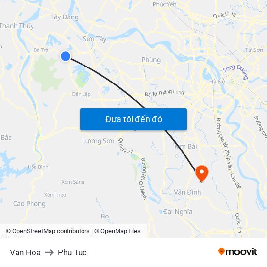 Vân Hòa to Phú Túc map