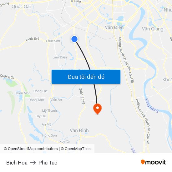 Bích Hòa to Phú Túc map
