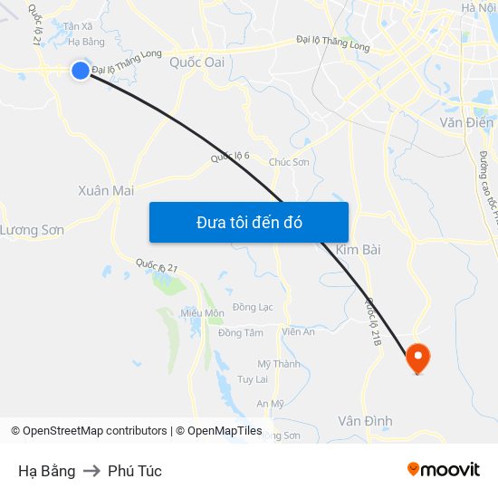 Hạ Bằng to Phú Túc map