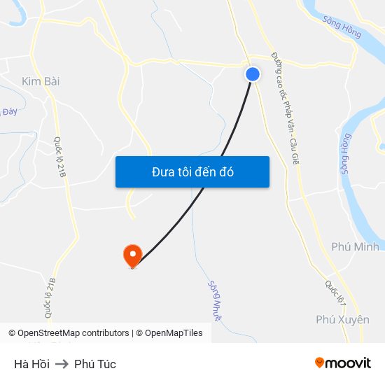 Hà Hồi to Phú Túc map