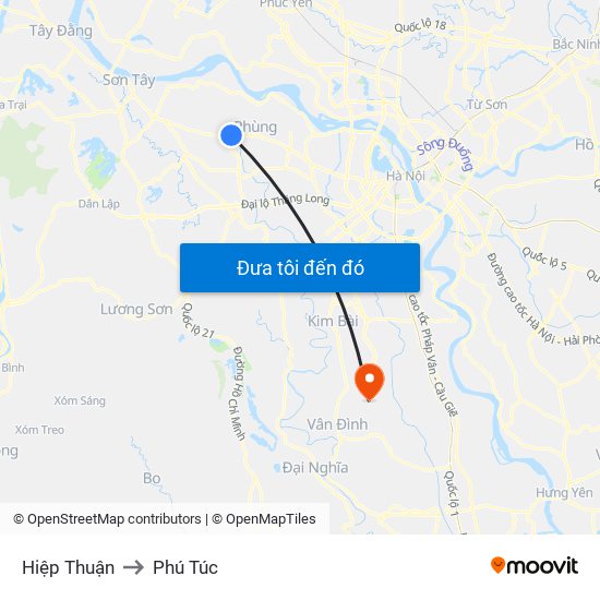 Hiệp Thuận to Phú Túc map
