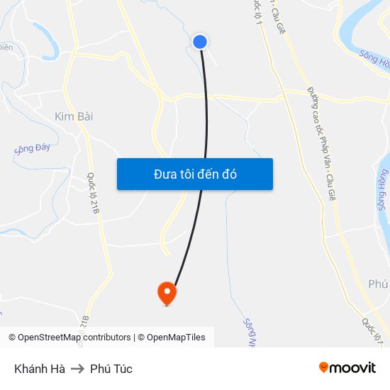 Khánh Hà to Phú Túc map