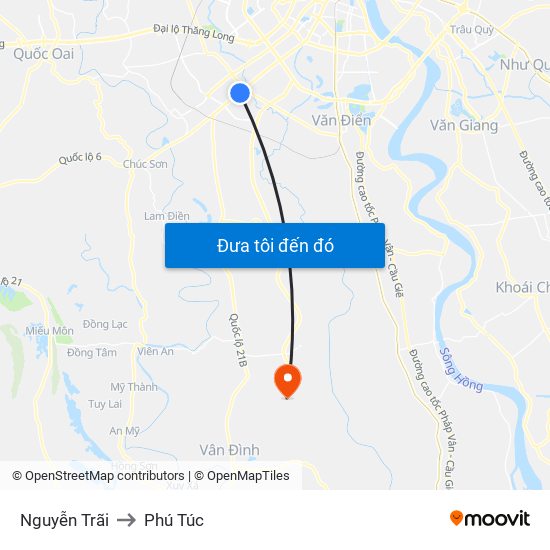 Nguyễn Trãi to Phú Túc map