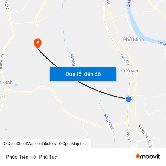 Phúc Tiến to Phú Túc map