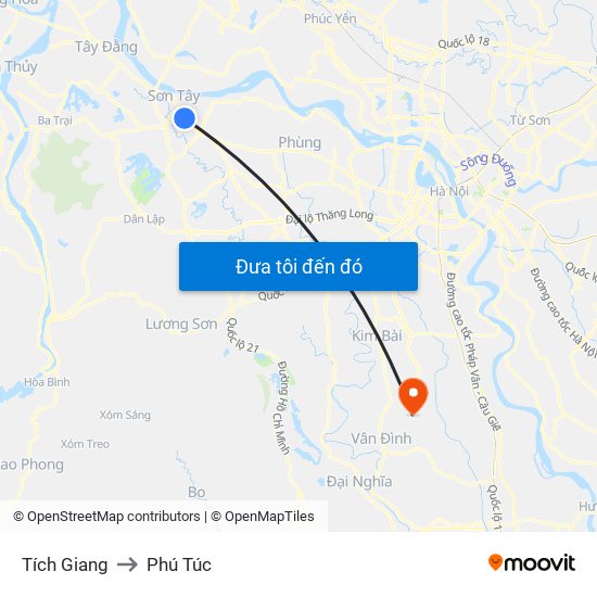 Tích Giang to Phú Túc map