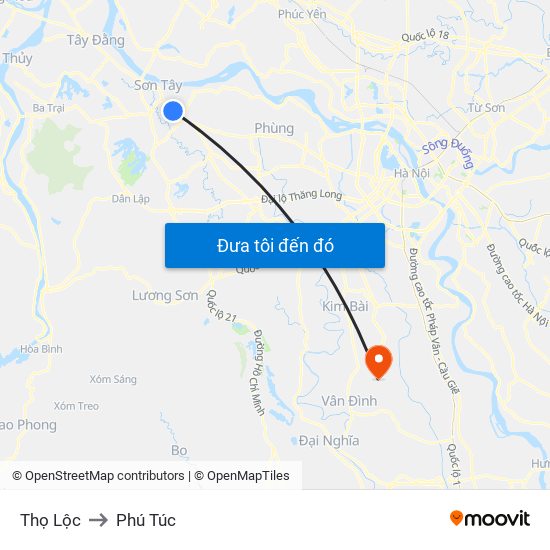 Thọ Lộc to Phú Túc map