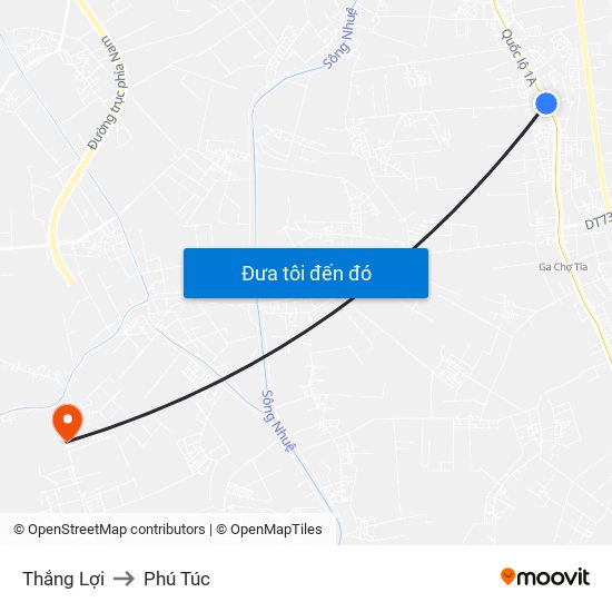 Thắng Lợi to Phú Túc map
