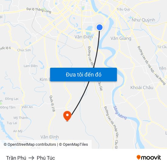 Trần Phú to Phú Túc map