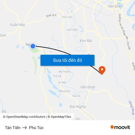 Tân Tiến to Phú Túc map