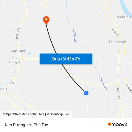 Kim Đường to Phú Túc map