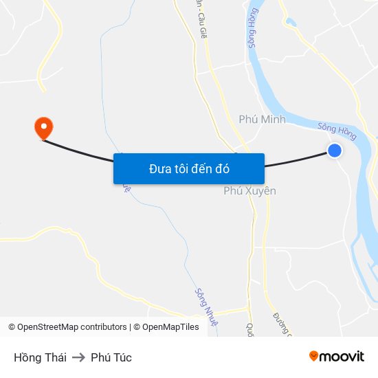Hồng Thái to Phú Túc map