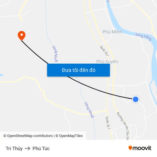 Tri Thủy to Phú Túc map