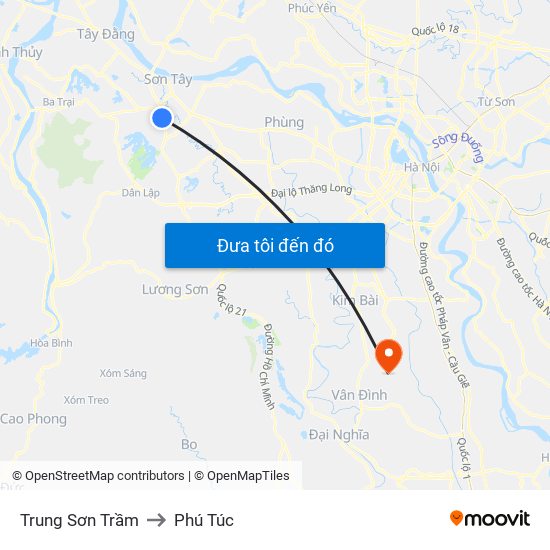 Trung Sơn Trầm to Phú Túc map