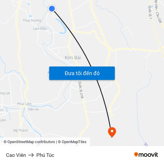 Cao Viên to Phú Túc map