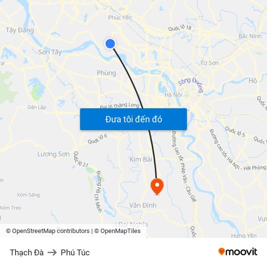 Thạch Đà to Phú Túc map