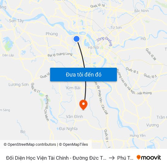 Đối Diện Học Viện Tài Chính - Đường Đức Thắng to Phú Túc map