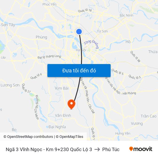 Ngã 3 Vĩnh Ngọc - Km 9+230 Quốc Lộ 3 to Phú Túc map