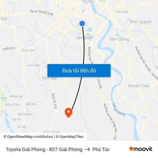 Toyota Giải Phóng - 807 Giải Phóng to Phú Túc map