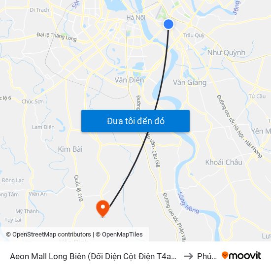 Aeon Mall Long Biên (Đối Diện Cột Điện T4a/2a-B Đường Cổ Linh) to Phú Túc map