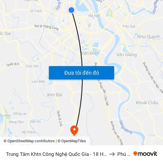 Trung Tâm Khtn Công Nghệ Quốc Gia - 18 Hoàng Quốc Việt to Phú Túc map