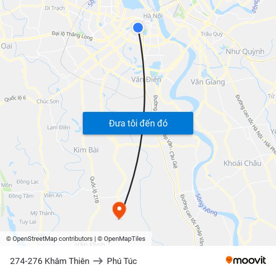 274-276 Khâm Thiên to Phú Túc map