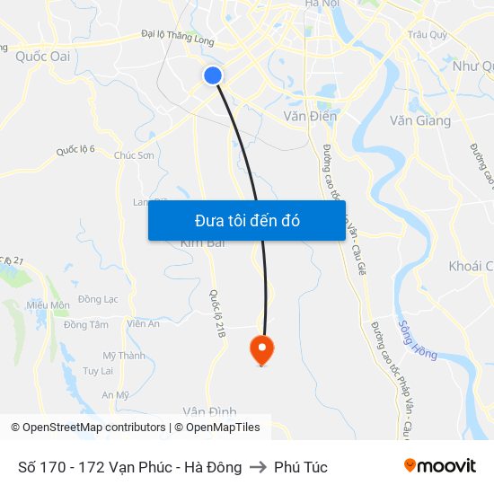 Số 170 - 172 Vạn Phúc - Hà Đông to Phú Túc map