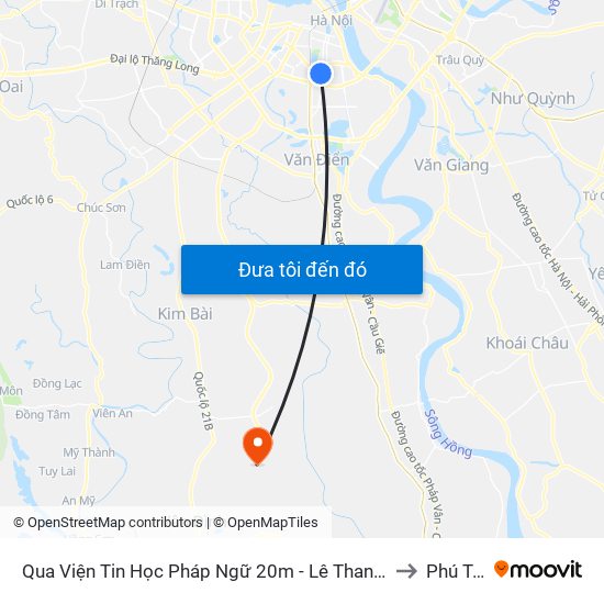 Qua Viện Tin Học Pháp Ngữ 20m - Lê Thanh Nghị to Phú Túc map