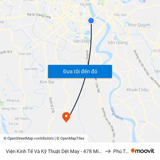 Viện Kinh Tế Và Kỹ Thuật Dệt May - 478 Minh Khai to Phú Túc map