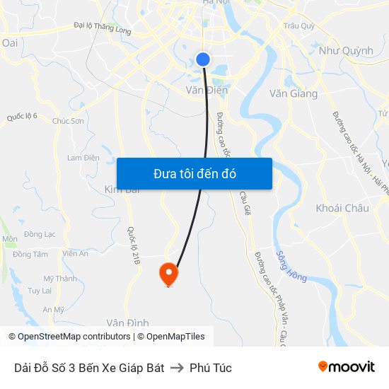 Dải Đỗ Số 3 Bến Xe Giáp Bát to Phú Túc map
