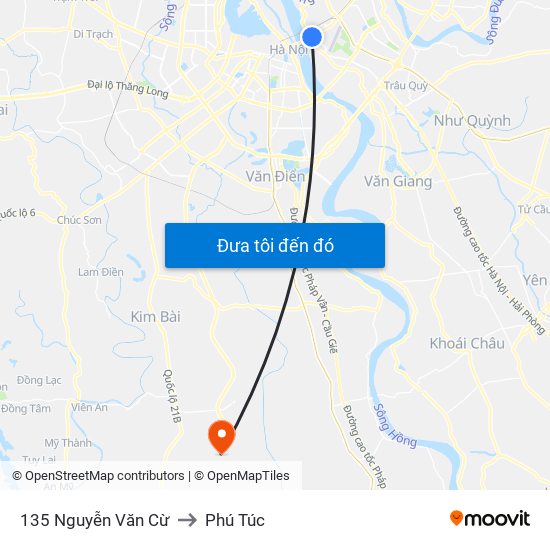 135 Nguyễn Văn Cừ to Phú Túc map