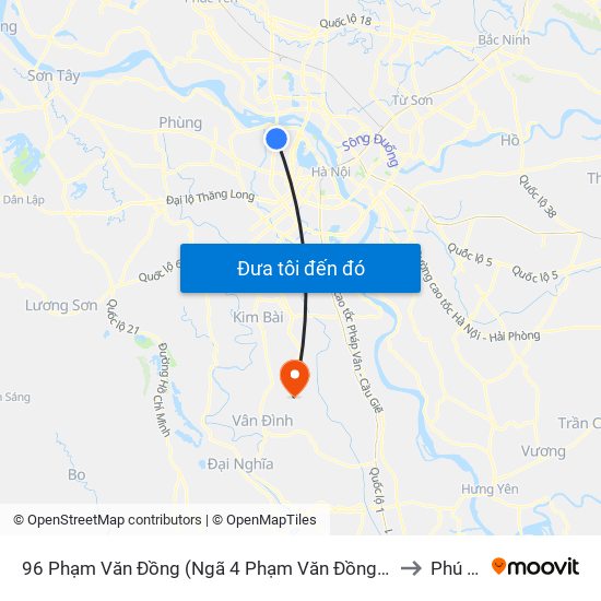 96 Phạm Văn Đồng (Ngã 4 Phạm Văn Đồng - Xuân Đỉnh) to Phú Túc map