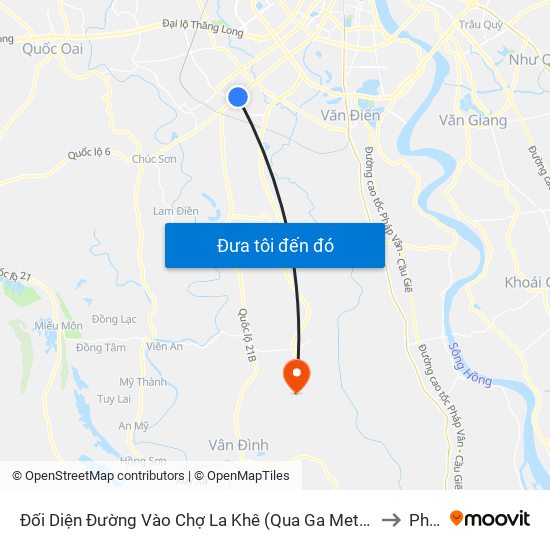 Đối Diện Đường Vào Chợ La Khê (Qua Ga Metro La Khê) - 405 Quang Trung (Hà Đông) to Phú Túc map
