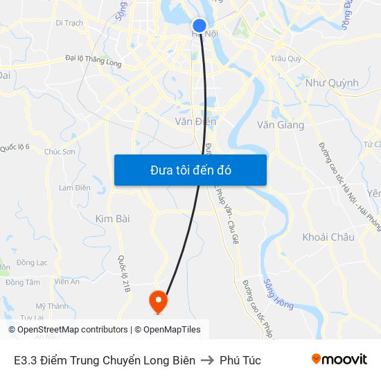 E3.3 Điểm Trung Chuyển Long Biên to Phú Túc map