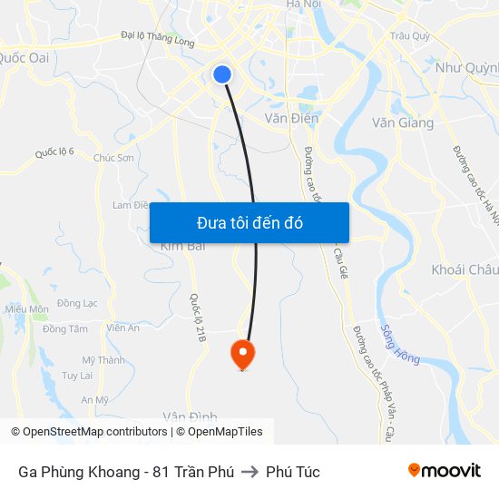 Ga Phùng Khoang - 81 Trần Phú to Phú Túc map