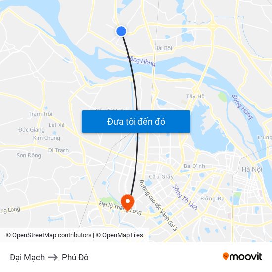 Đại Mạch to Phú Đô map