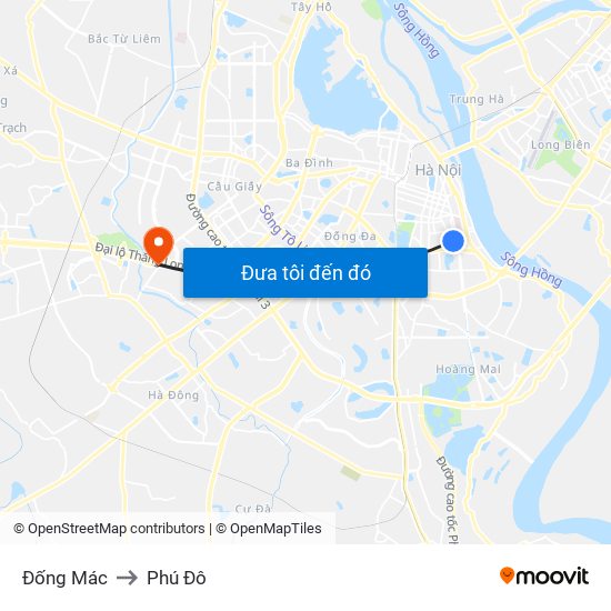 Đống Mác to Phú Đô map