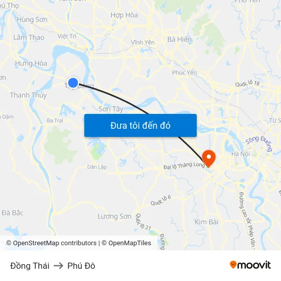 Đồng Thái to Phú Đô map