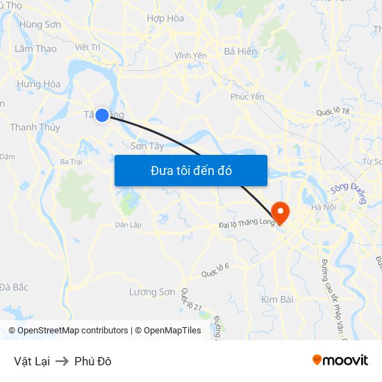 Vật Lại to Phú Đô map